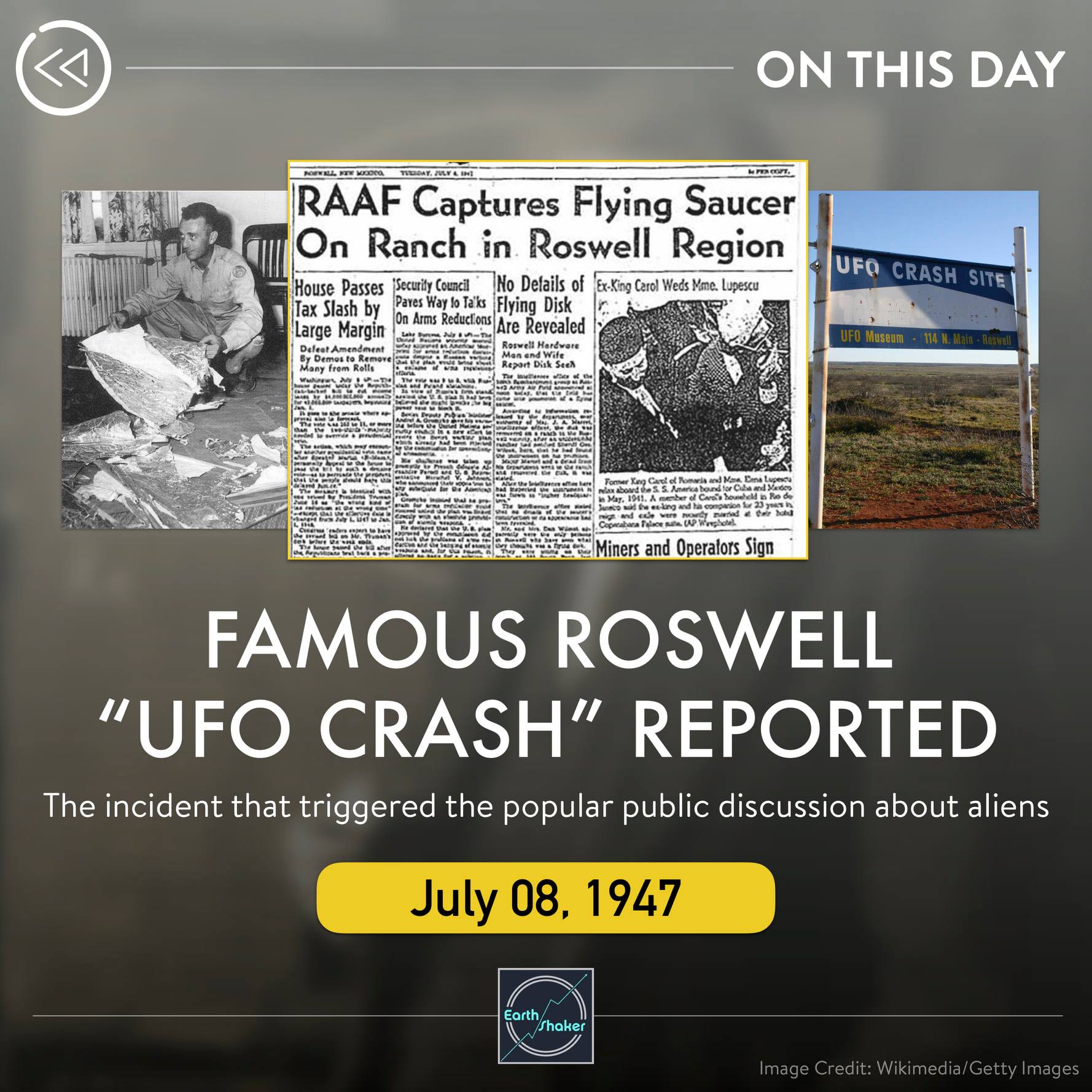 Earth Shaker - #AstroOTD FAMOUS ROSWELL “UFO CRASH” REPORTED On this ...