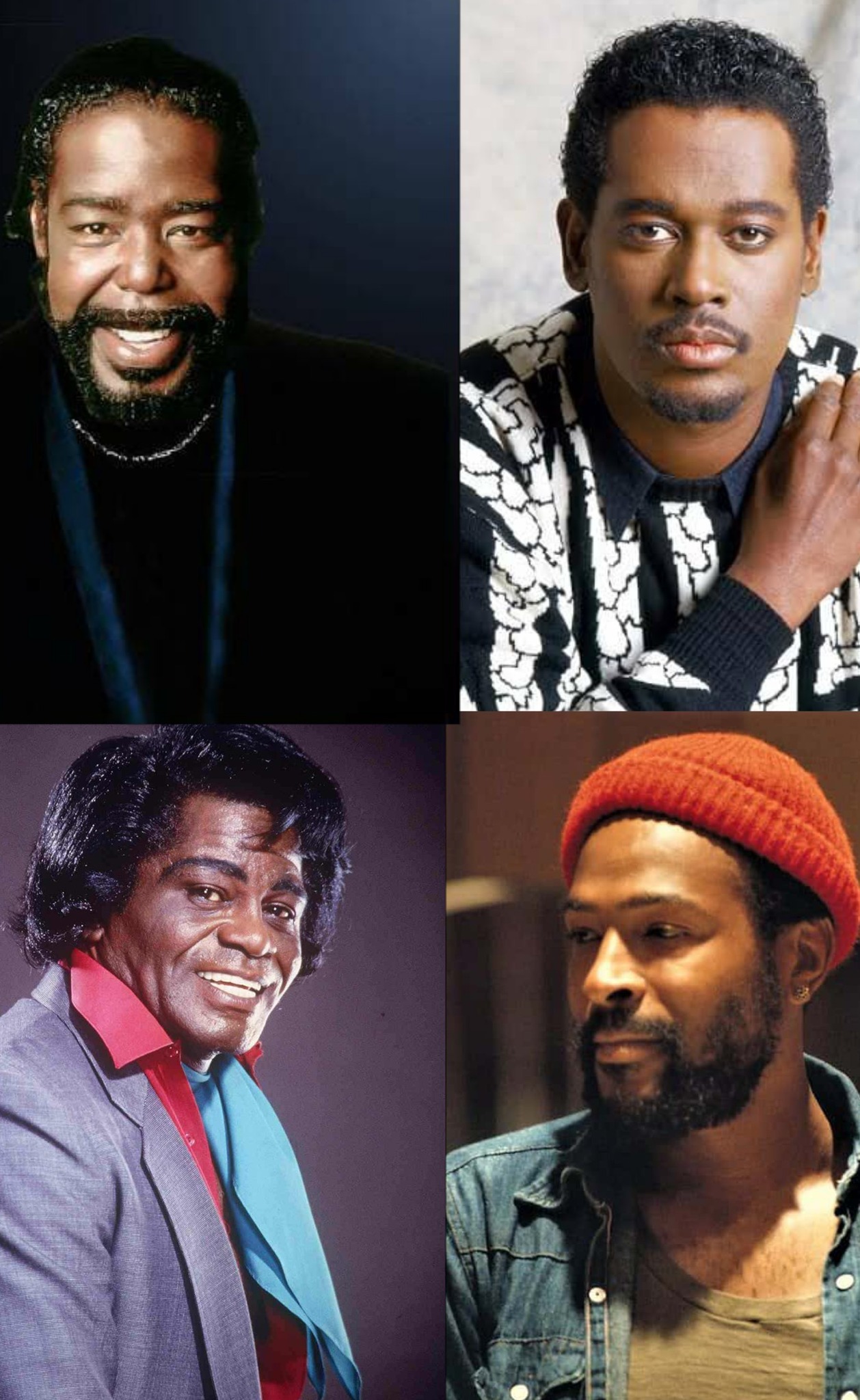 Barry White, Luther Vandross, James Brown and Marvin Gaye