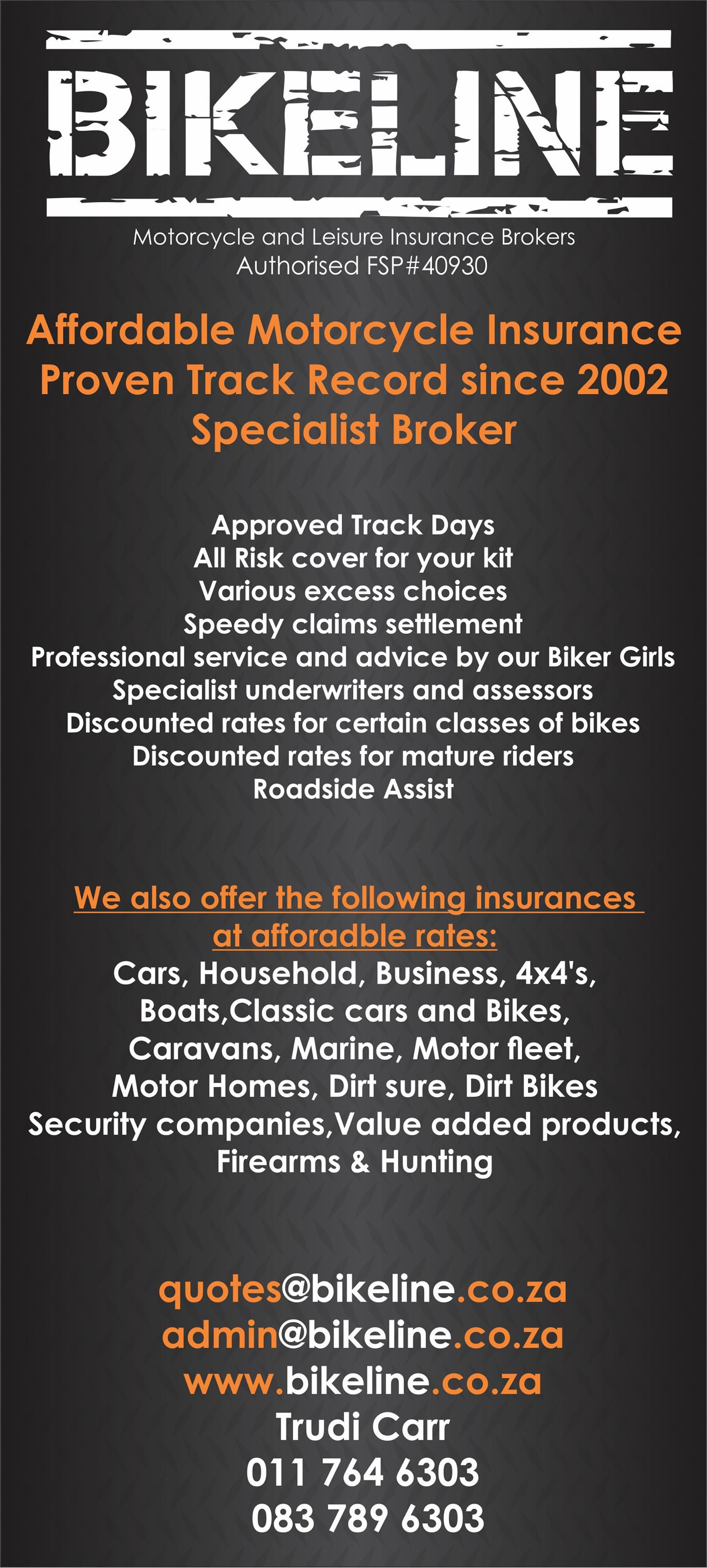 Bikeline Motorcycle Insurance Auth FSP 40930