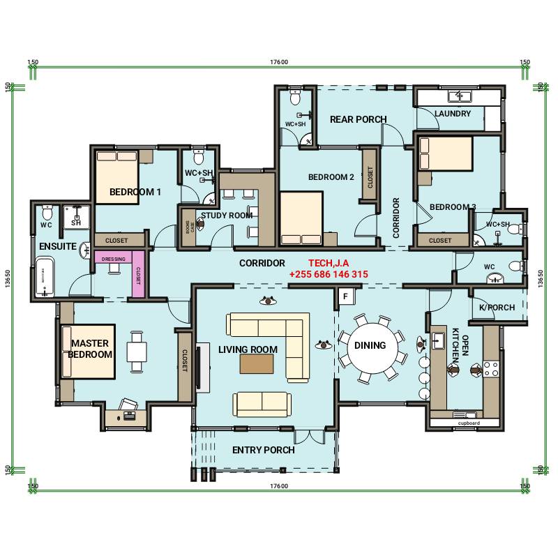 Jumaa - All self-contained 4bedroom plan layout+ Study room.., | Facebook