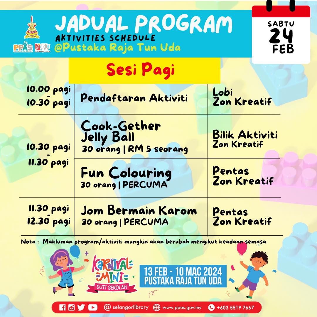 JADUAL TERBARU! Jadual Program... - Pustaka Raja Tun Uda | Facebook