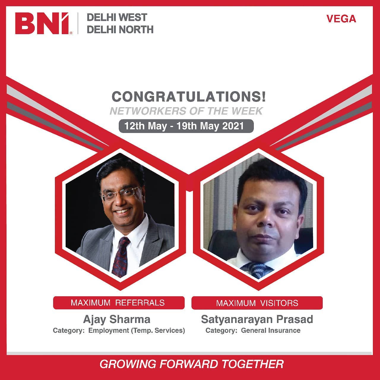 BNI New Delhi - Congratulations to the notable networkers...