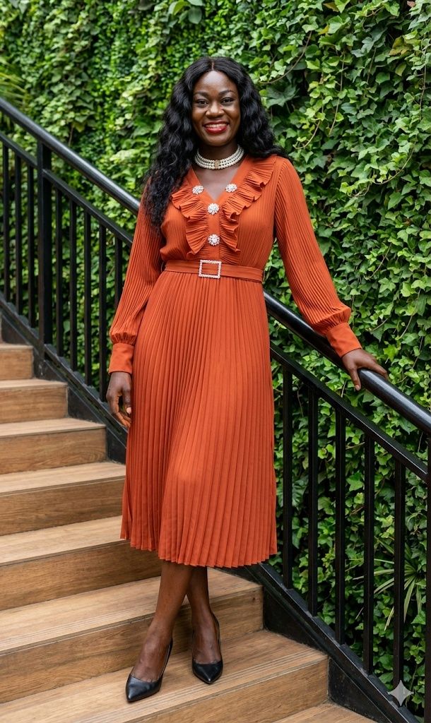 brown and orange dress Burnt X = Outfit Checked 🤎🧡 A.L.C. Women's Black Elizabeth Comfort & Relief fitted waist tops an Size:8 (Pre-Order - Ships Late October)