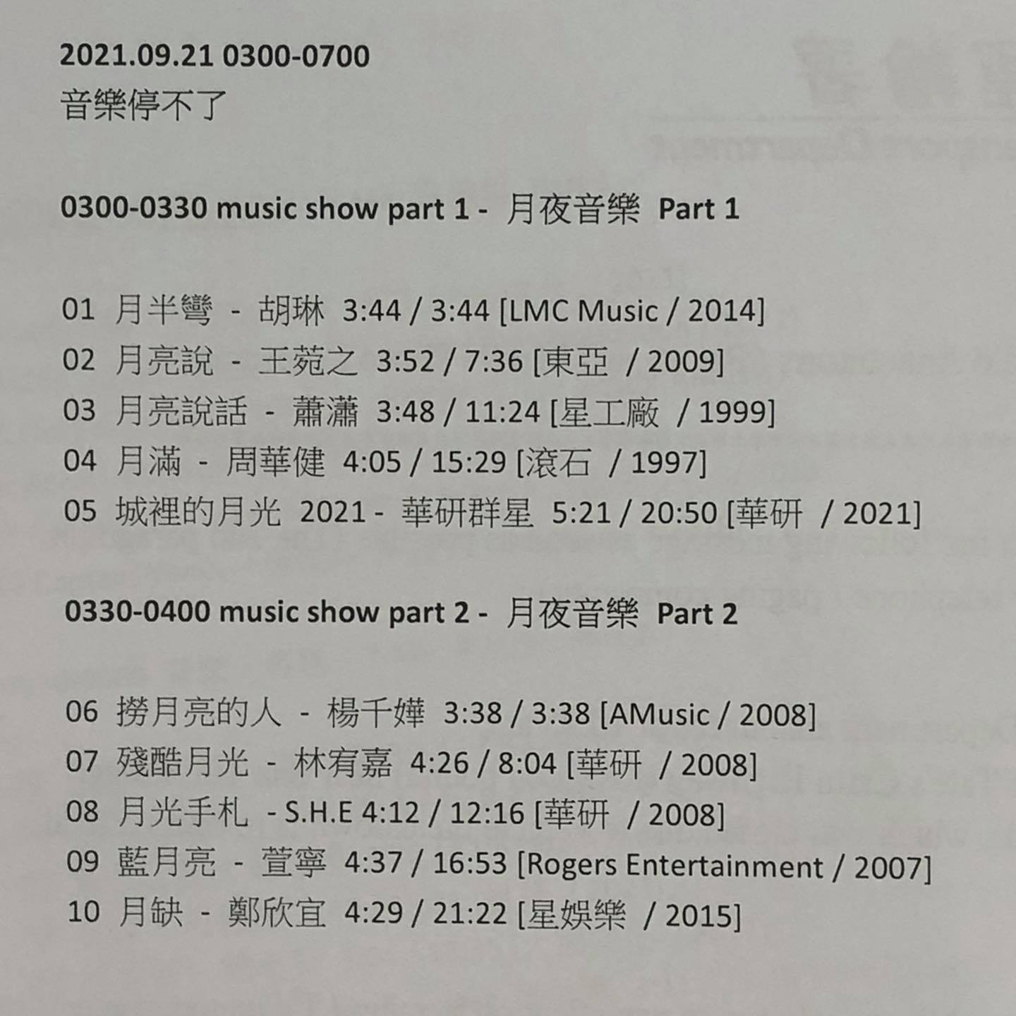 #音樂停不了 20210921 歌單 #中秋節快樂 #音樂人專題報告... - 論盡音樂 Stupid Music | Facebook