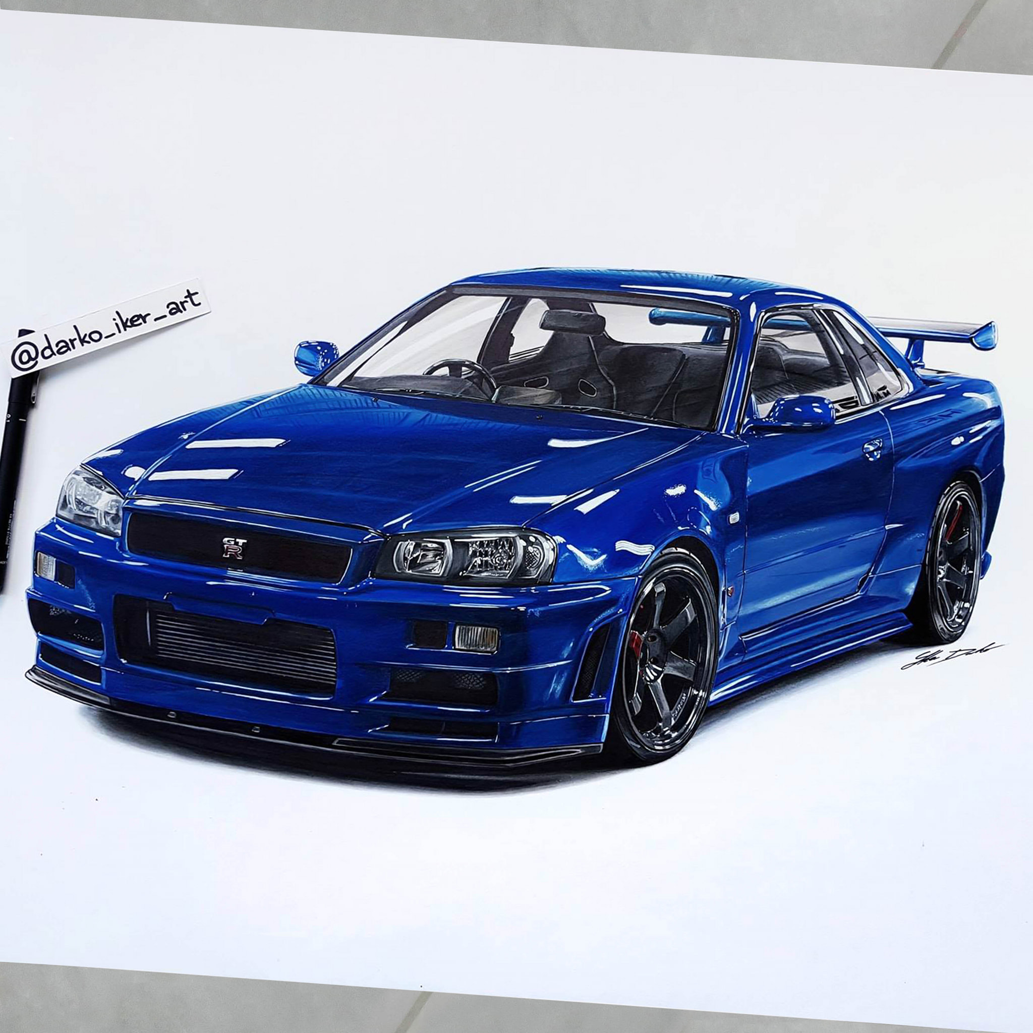 My favorite drawing from 2018 Nissan Skyline R34 GT-R B2 (70x50cm
