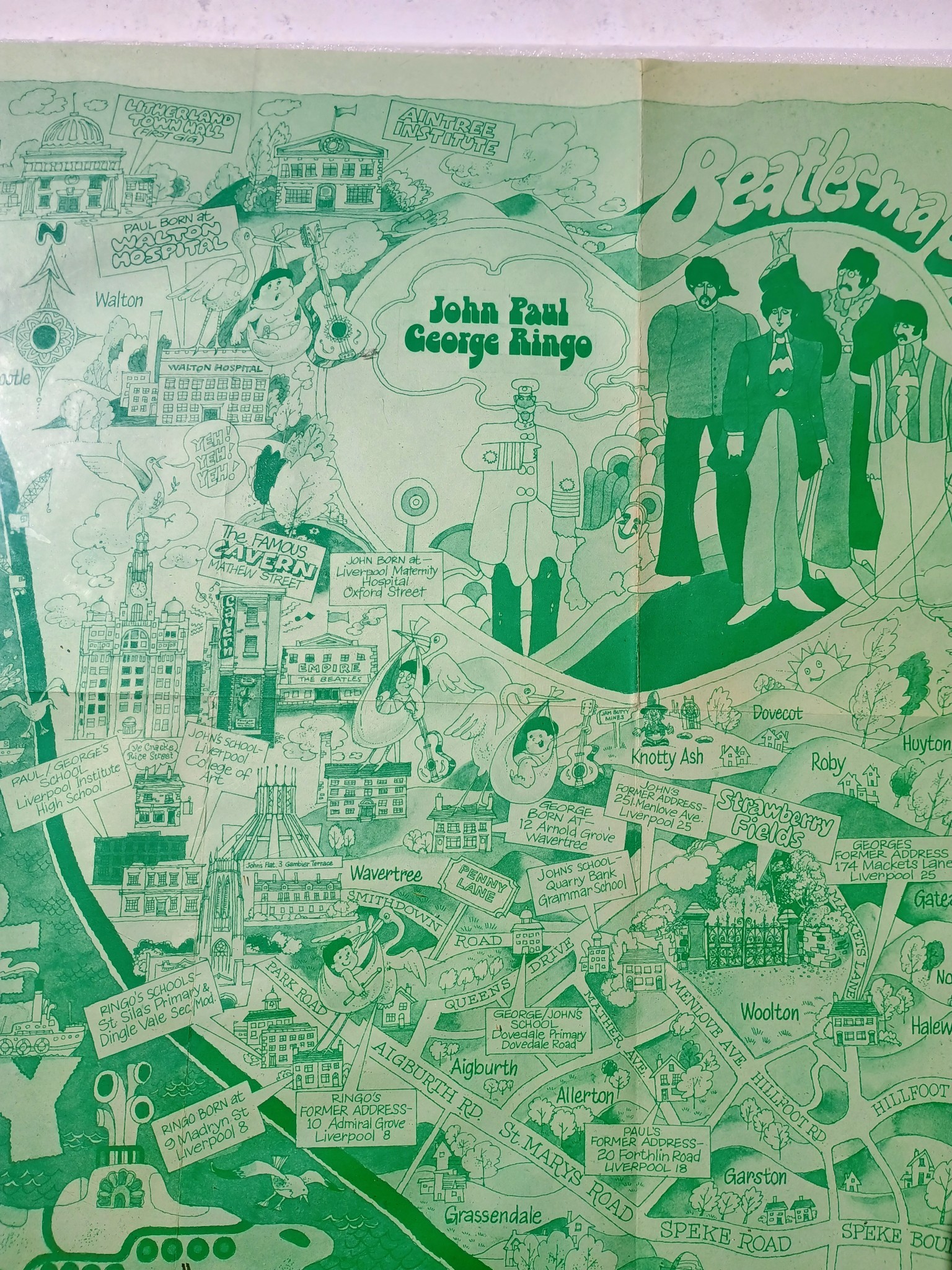 Historical maps | Beatles map of Liverpool - John - Paul - George ...