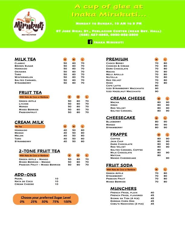 Inaka Mirukuti - Updated menu... | Facebook