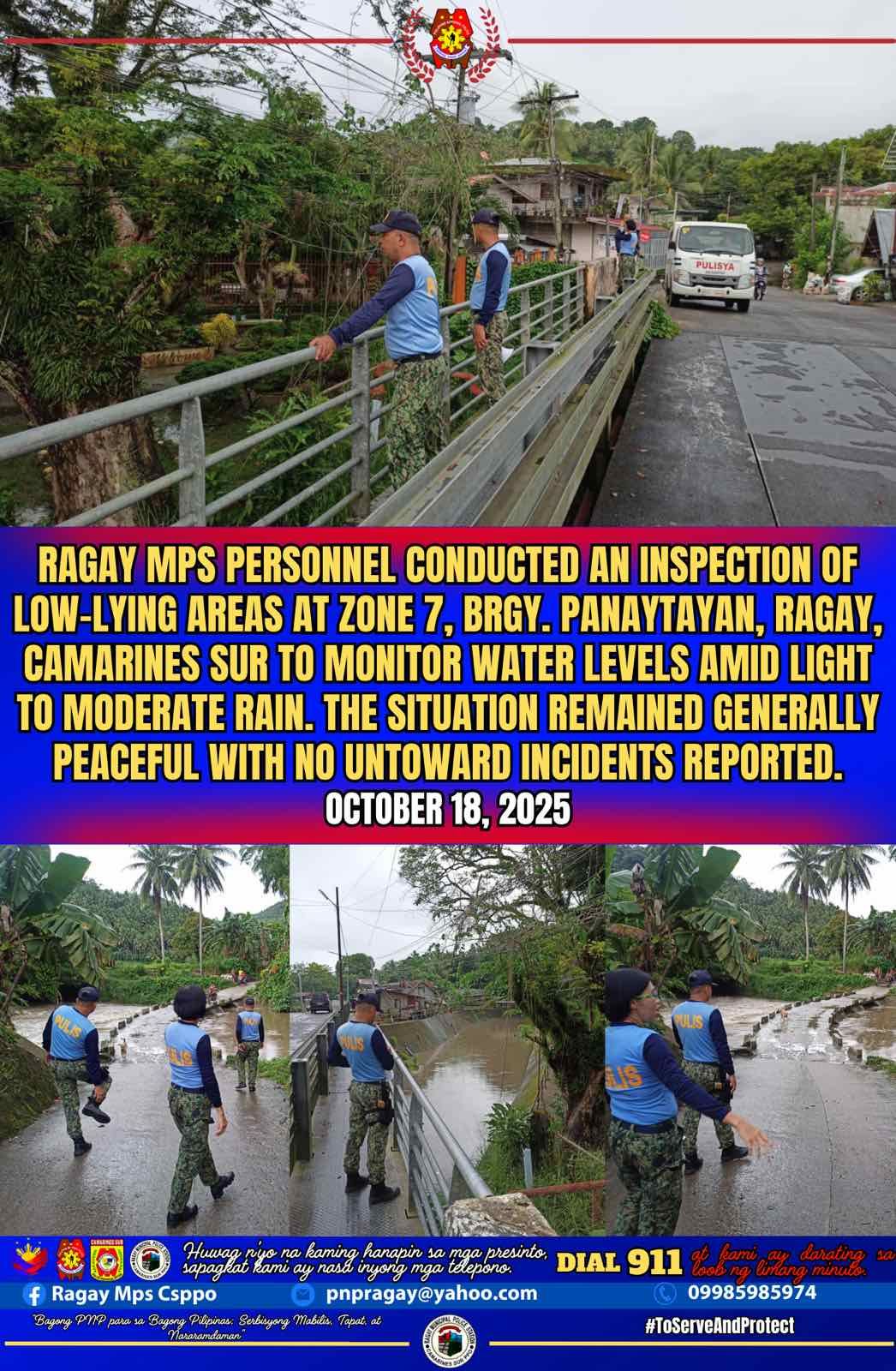 Ragay - Ragay MPS Personnel conducted an inspection of low-lying areas ...