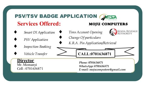 PSV/Tsv Application-PSV BADGE. | Nairobi