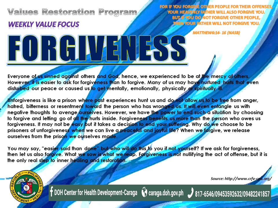 DOH Caraga - Values Restoration Program-Value Focus of the... | Facebook