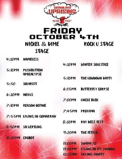 Lilith Rising - Here is your Friday band schedule for...