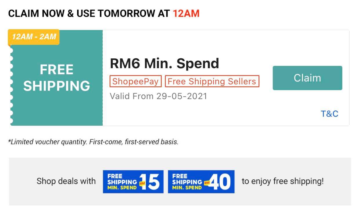 Freebies Land Malaysia - Shopee free shipping cash back voucher @ 12am ...