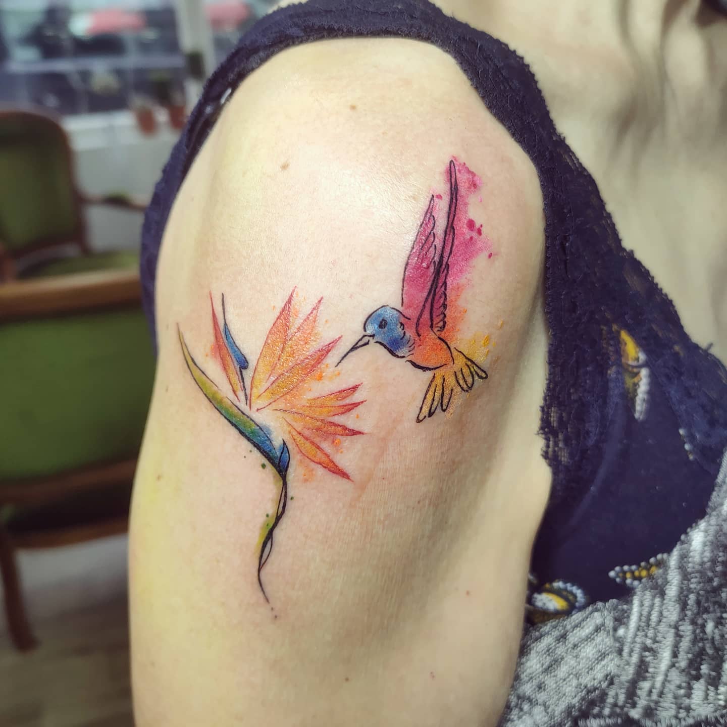 Tatouage Oiseau Du Paradis Fleur