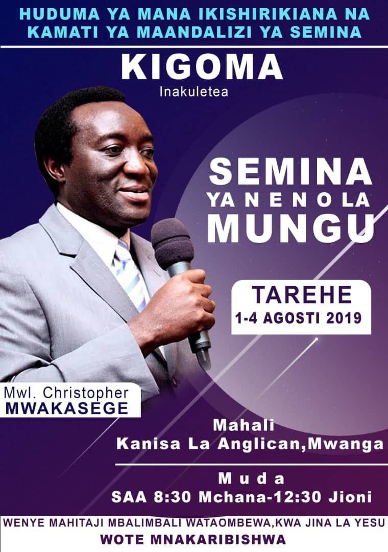 1 Semina Ya Neno La Mungu Kigoma Minister Mwakafwila Facebook Semina ya neno la mungu kupitia huduma ya mana ministry itaanza tarehe 1 march,2015 kwa siku 8 mpaka tarehe 8 march,2015 katika viwanja vy. 1 semina ya neno la mungu kigoma