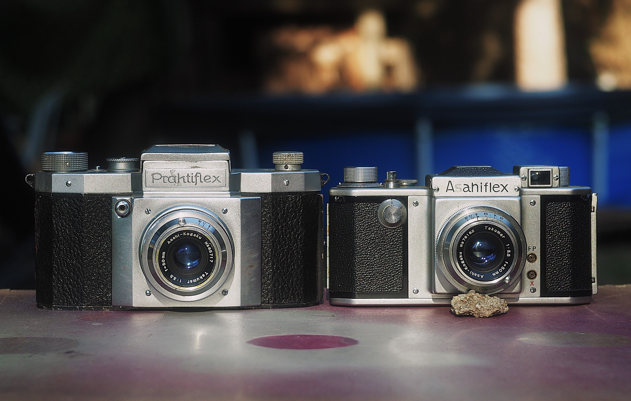 Asahiflex IIa with Asahi Kogaku Takumar 58mm f/2.4 lens installed