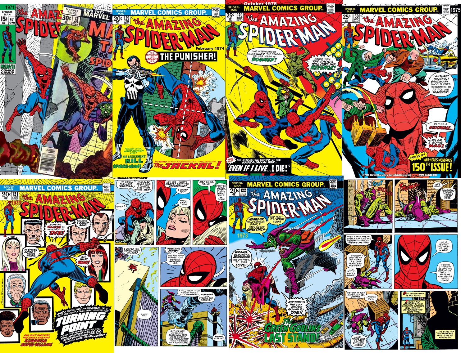 Key Spider-Man comic book issues from 1971 to 1975