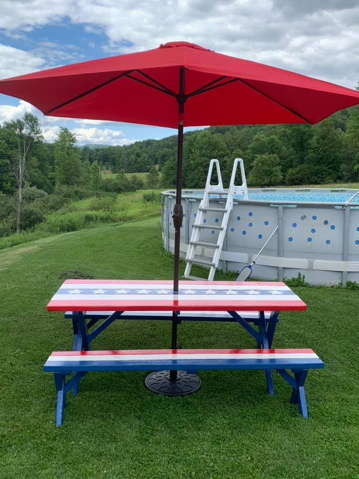 diy patio table with umbrella hole Yaheetech Hole, Outdoor Metal Side Table for Deck Patio Table with Built-in Beer/Wine