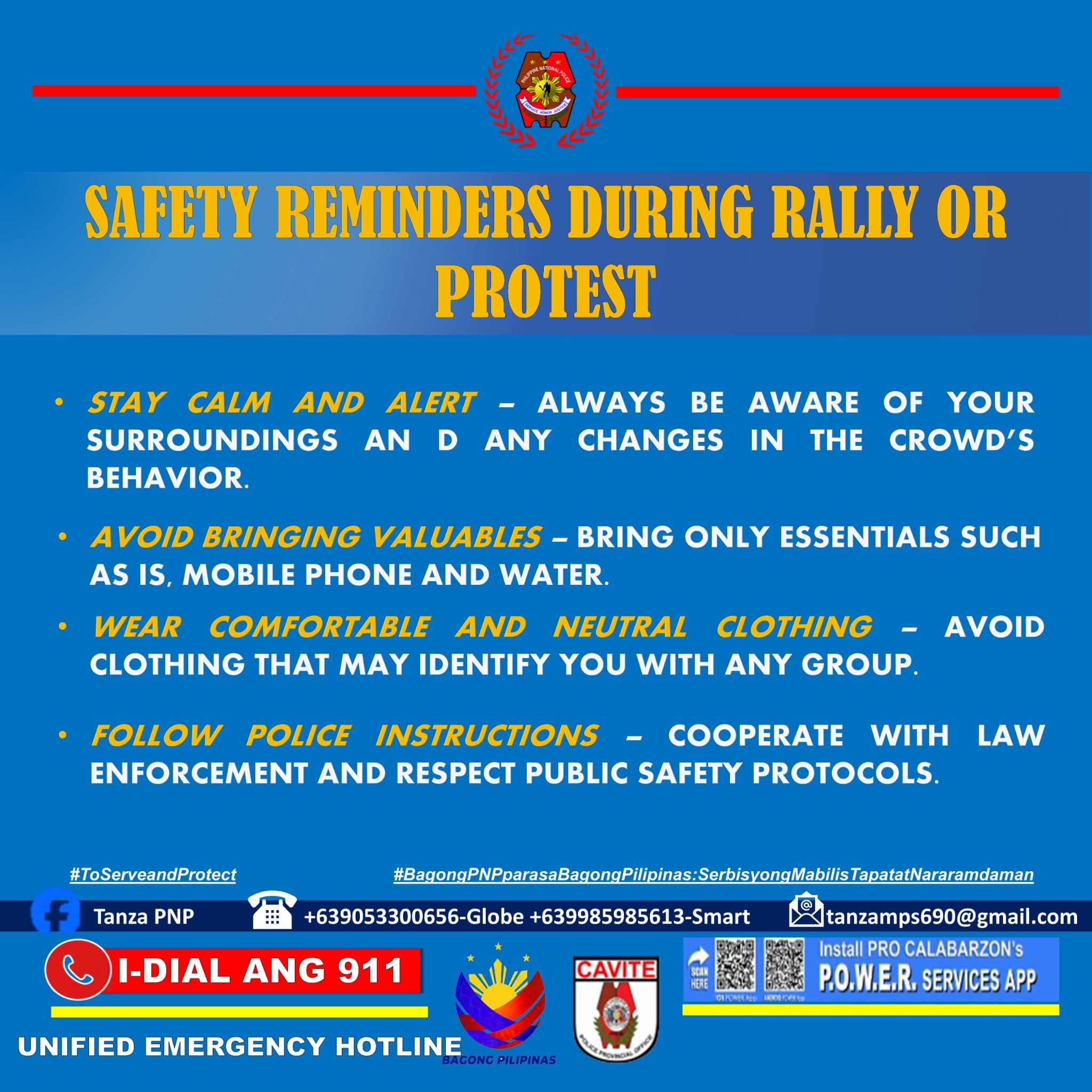 Tanza Pnp - SAFETY REMINDERS DURING RALLY OR PROTEST... | Facebook
