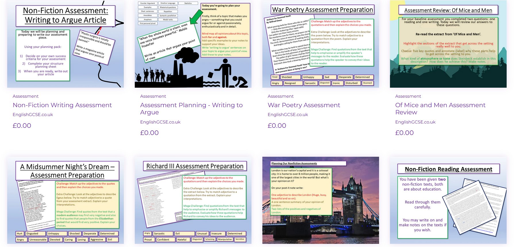 FREE English assessment tasks and... - Englishgcse.co.uk