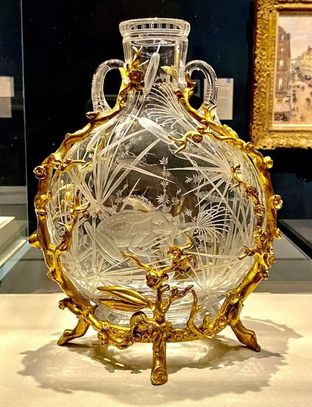 Baccarat Art Nouveau crystal biscuit jar from France