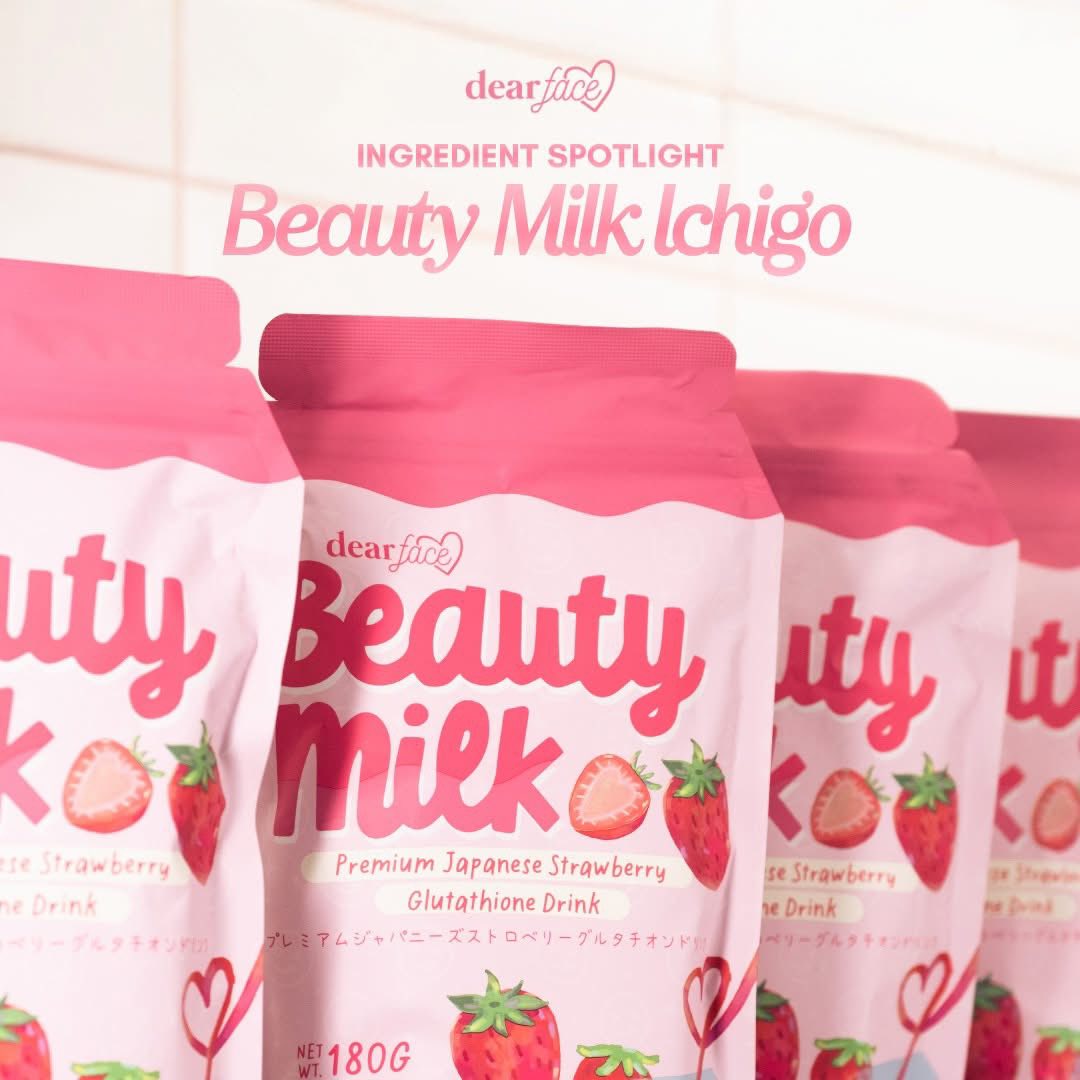 beauty milk premium japanese strawberry glutathione drink Your next go-to glow is here, bestie! 🍓✨ Ichigo isn't just masarap, it's packed with S-Acetyl + Fernblock para bright and protected ang skin mo from UV rays skin brightning Size:8 fl oz GHK-Cu Peptides Before and