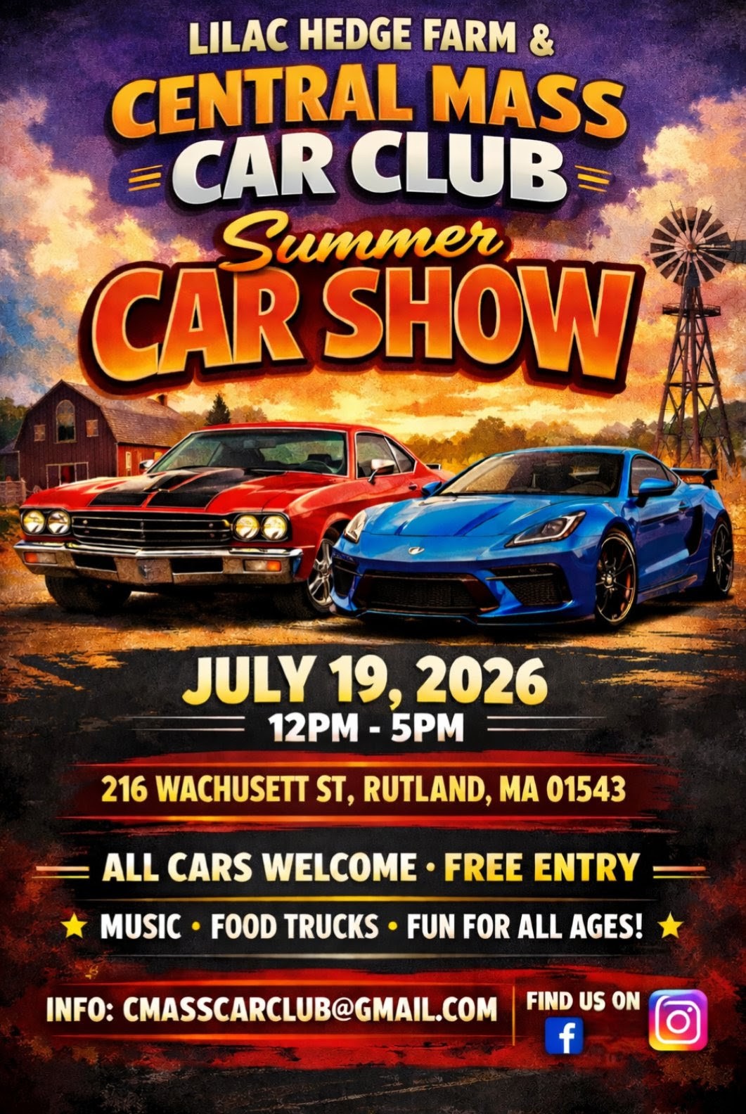 Lilac Hedge Farm & Central Mass Car Club: Summer Car Show