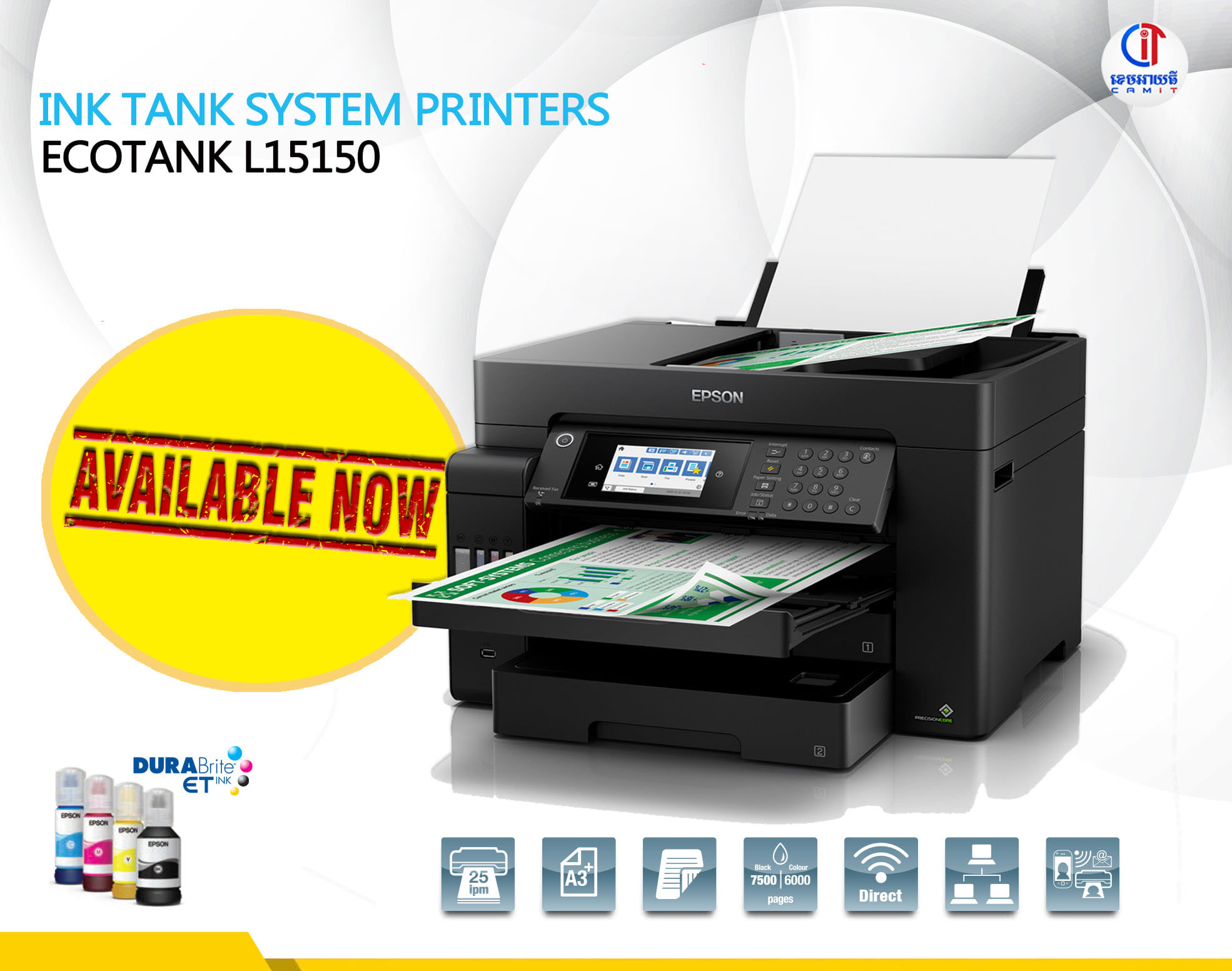 Printer - Available in stock: Epson EcoTank L15150 A3 All-In-One ...