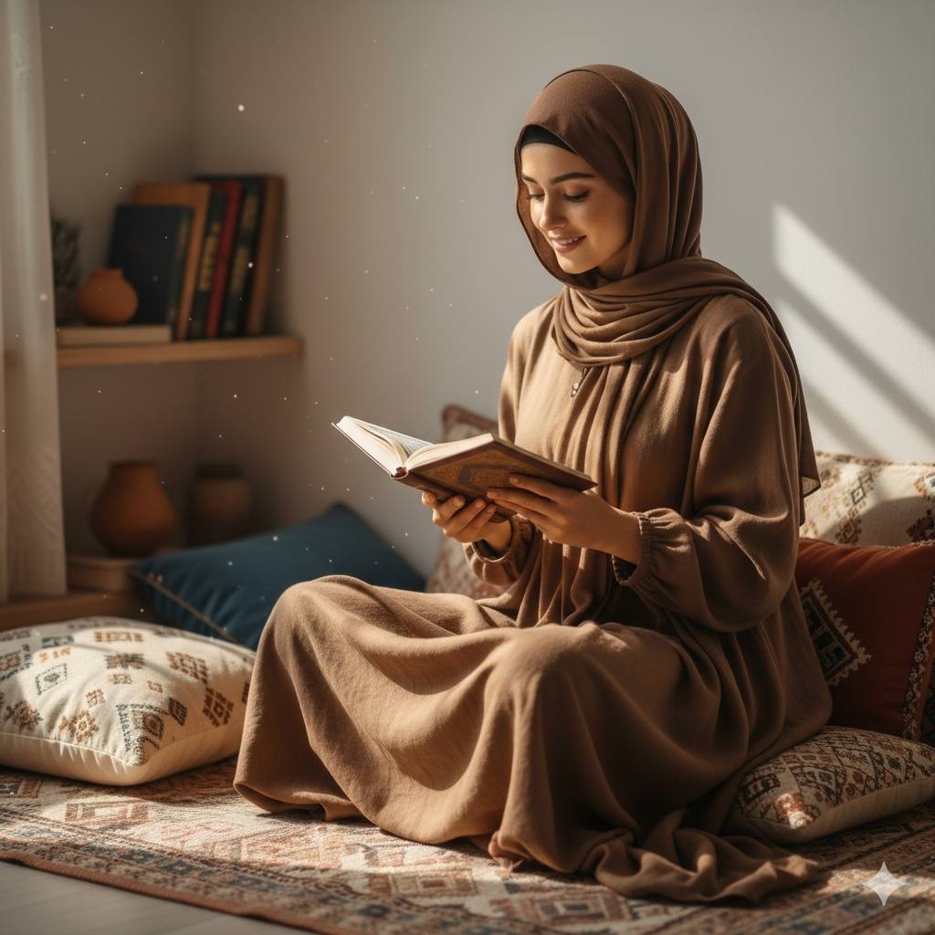 Amro - Create a picture of an Egyptian modest woman in a brown loose ...