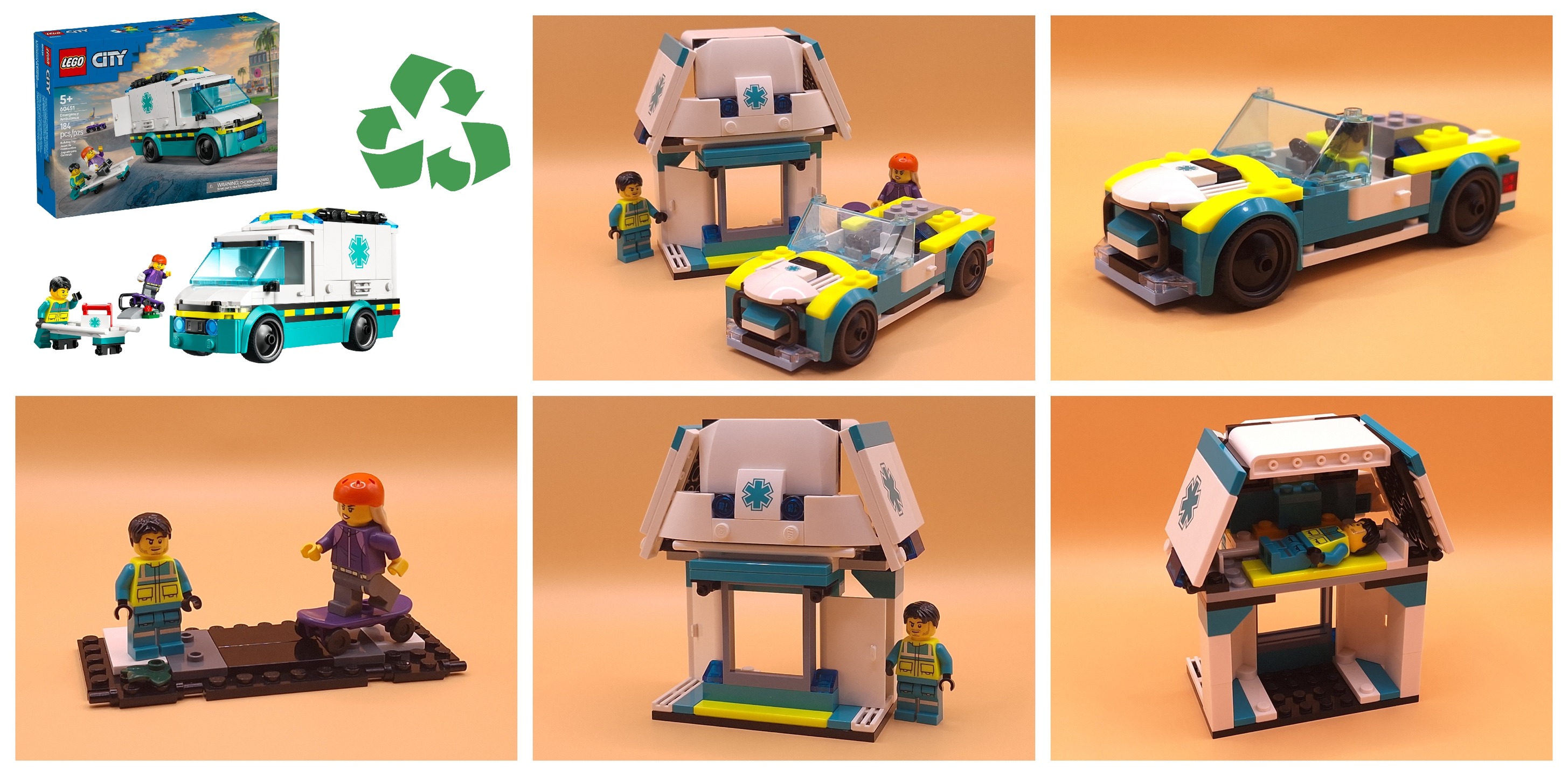 Custom Lego 60451 Medical Muscle Car with medical center and skatepark
