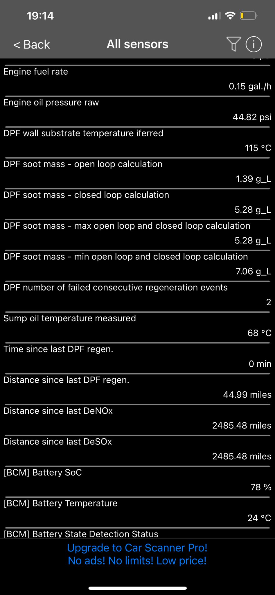 I am unable to delete the fault code 244800 which states the dpf
