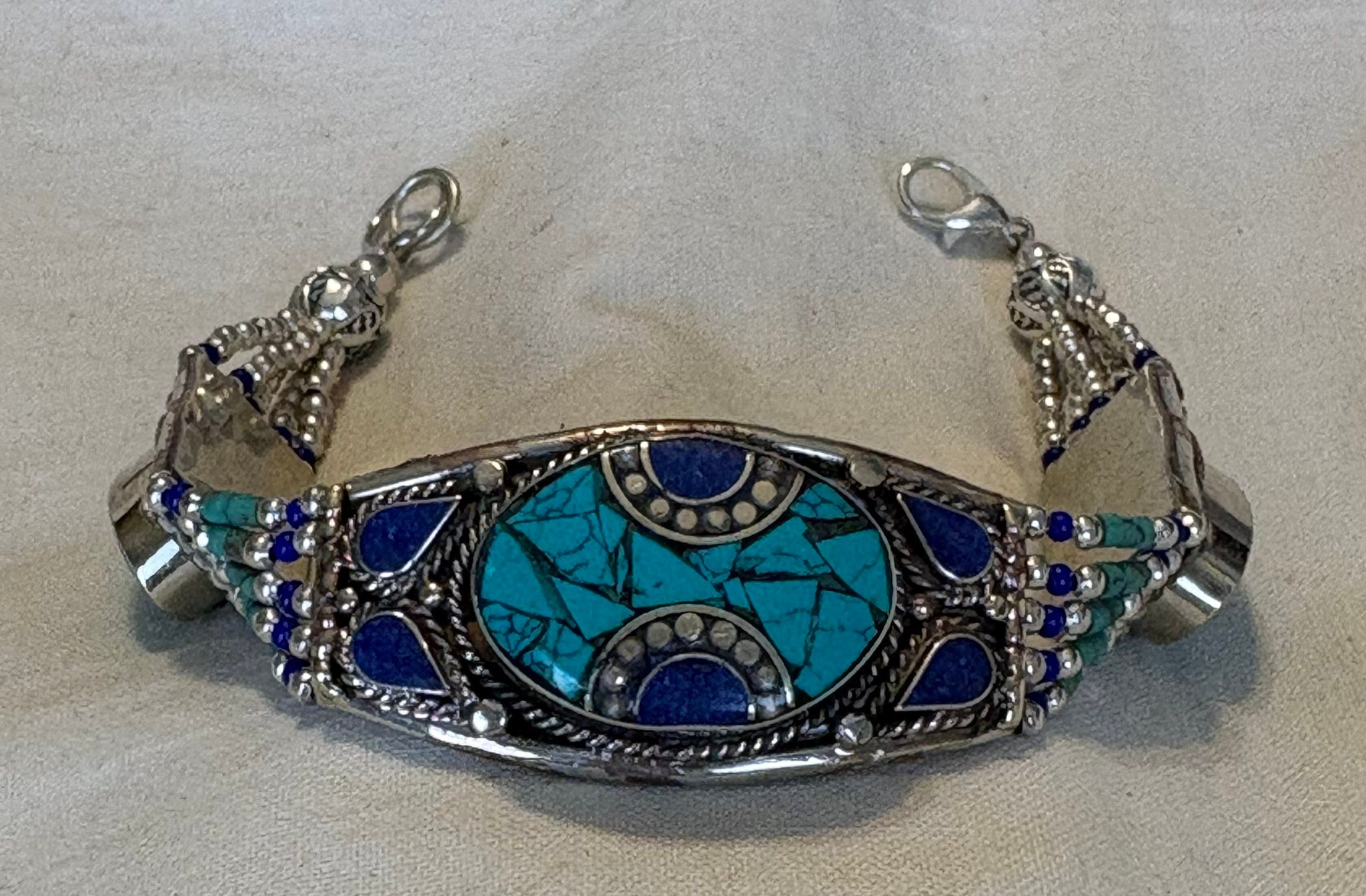 Tibetan Turquoise and Blue Lapis Bracelet for Sale