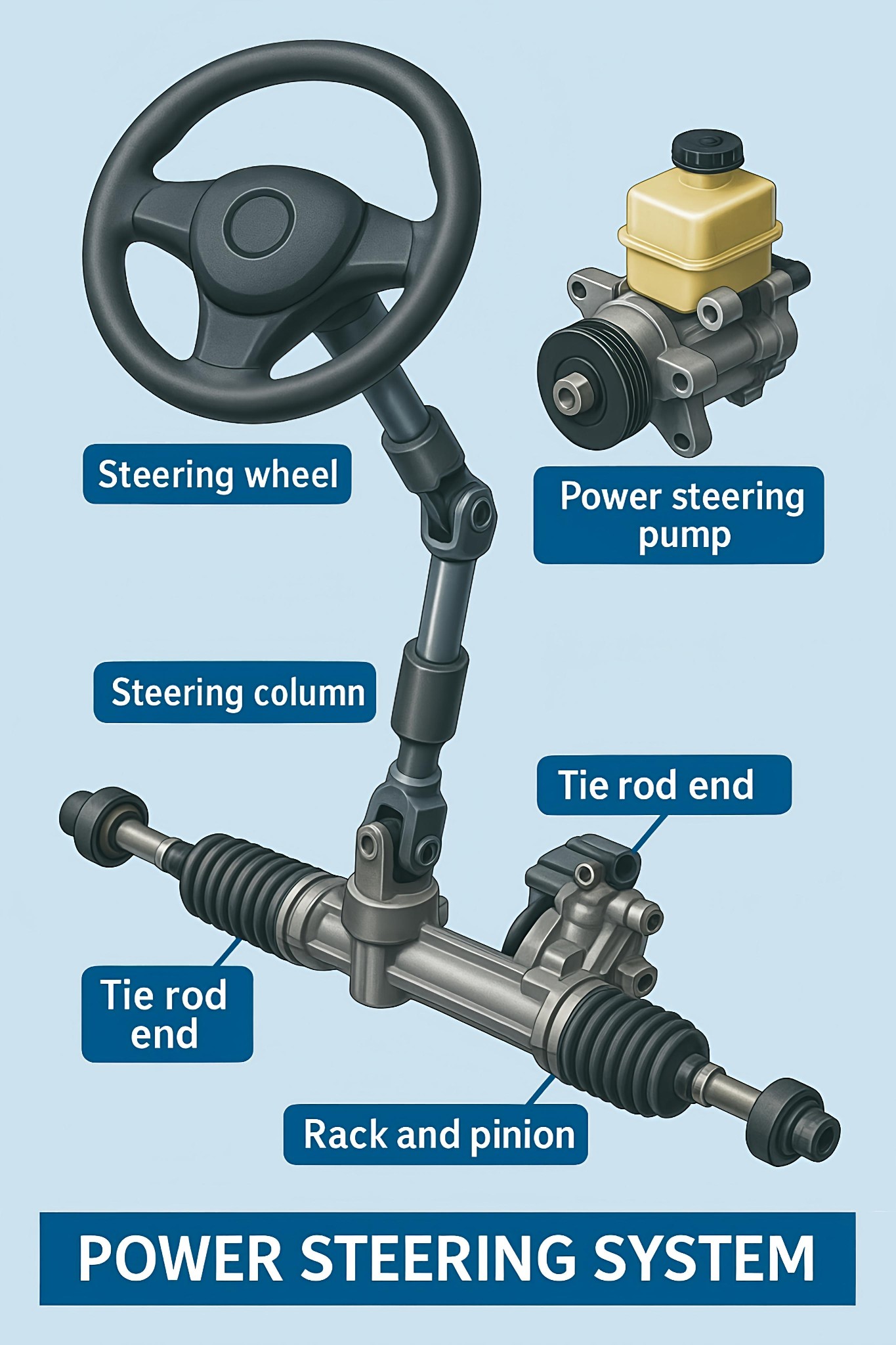Akbar - The image illustrates the key components of a power steering ...