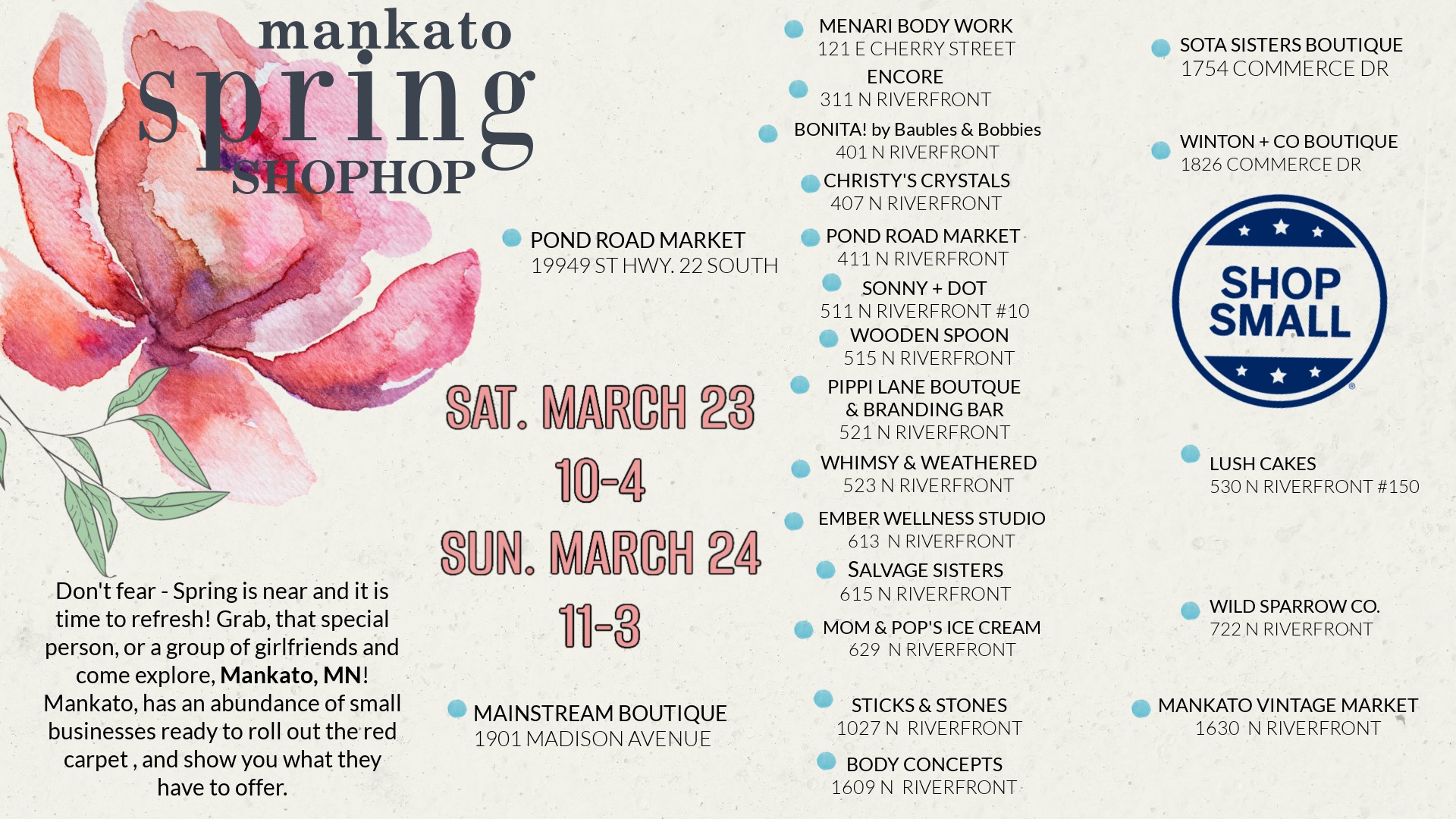 Mankato Area Spring Shop Hop 2024