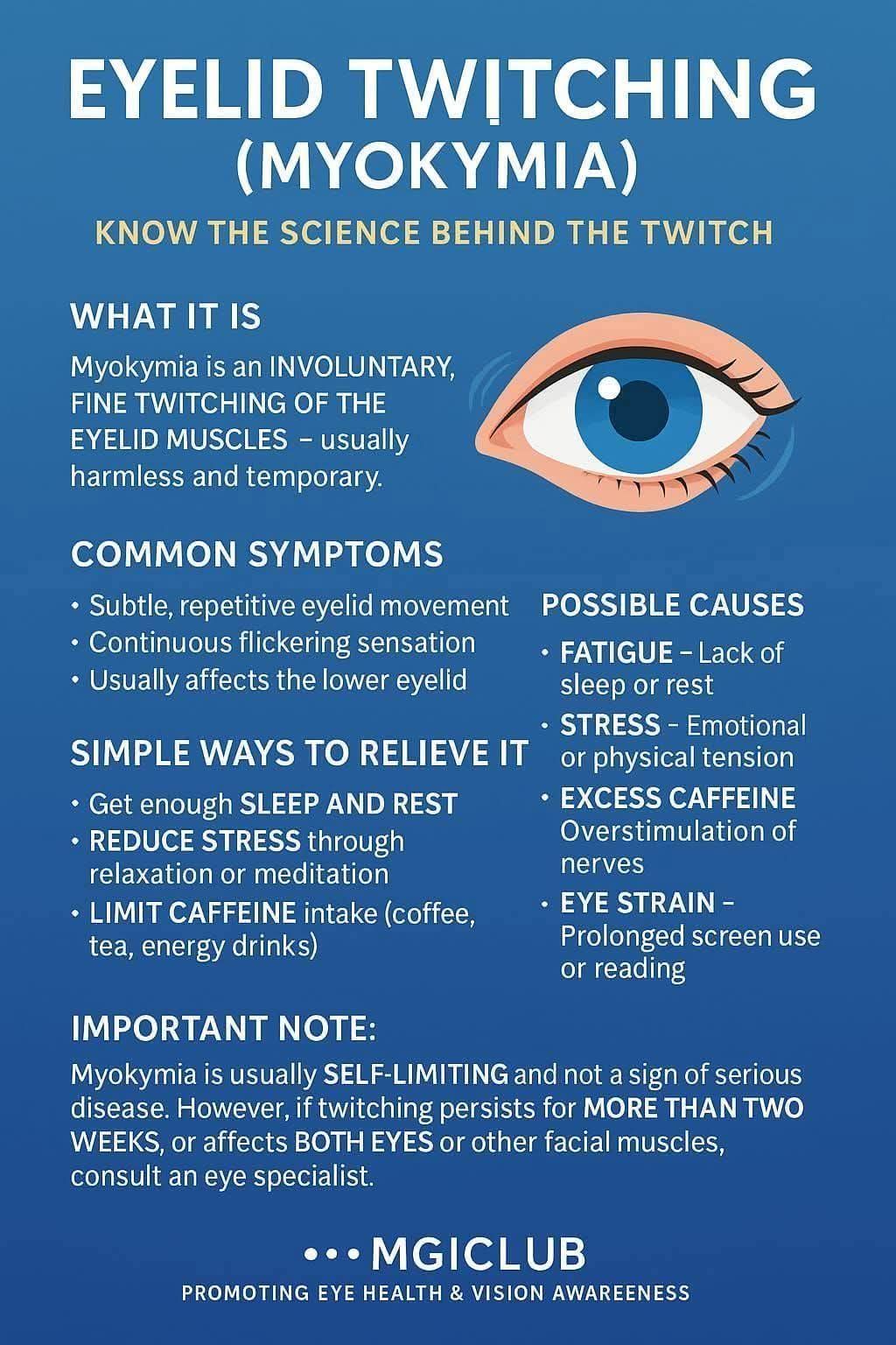 Random eye twitches happen on the upper or lower lid and are called myokymia. Triggers range from stress and smoking to wind, bright light, too much caffeine, and lack of sleep. https://wb.md/43lyKBD