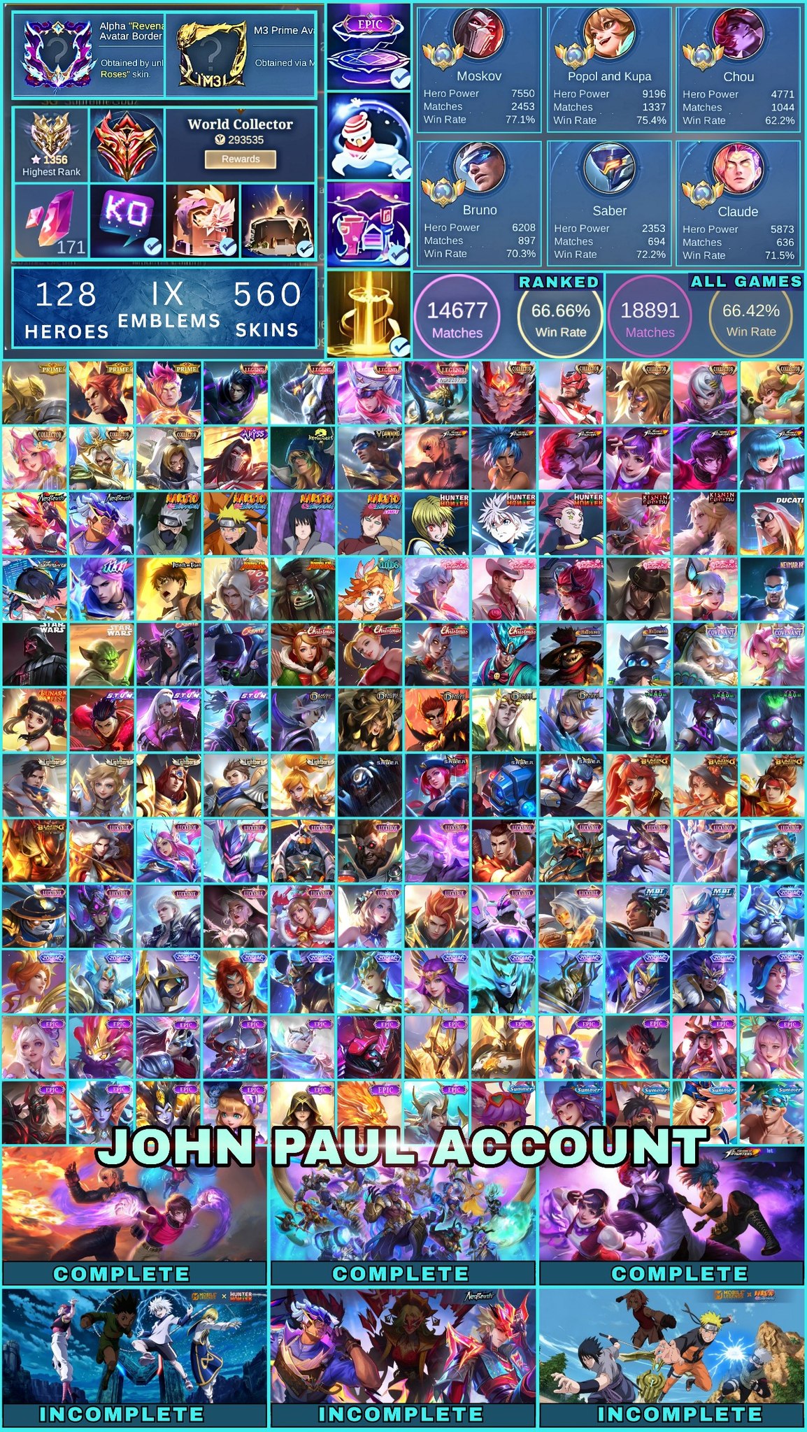 Mobile legends accounts for sale