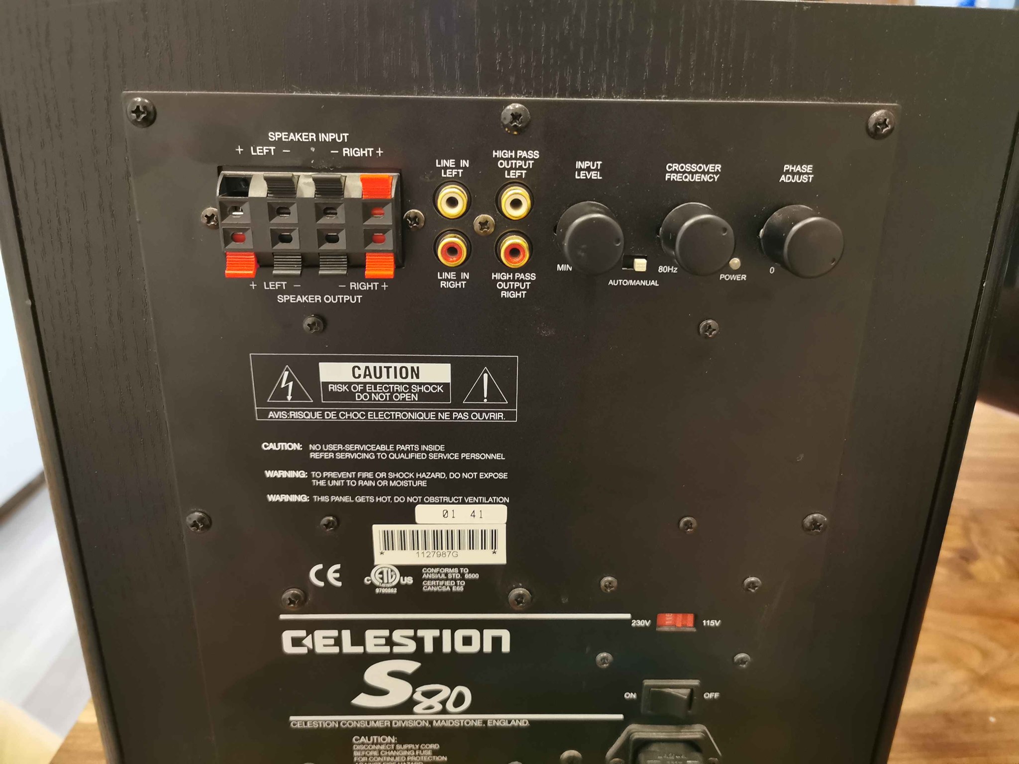 Celestion S80 subwoofer specifications