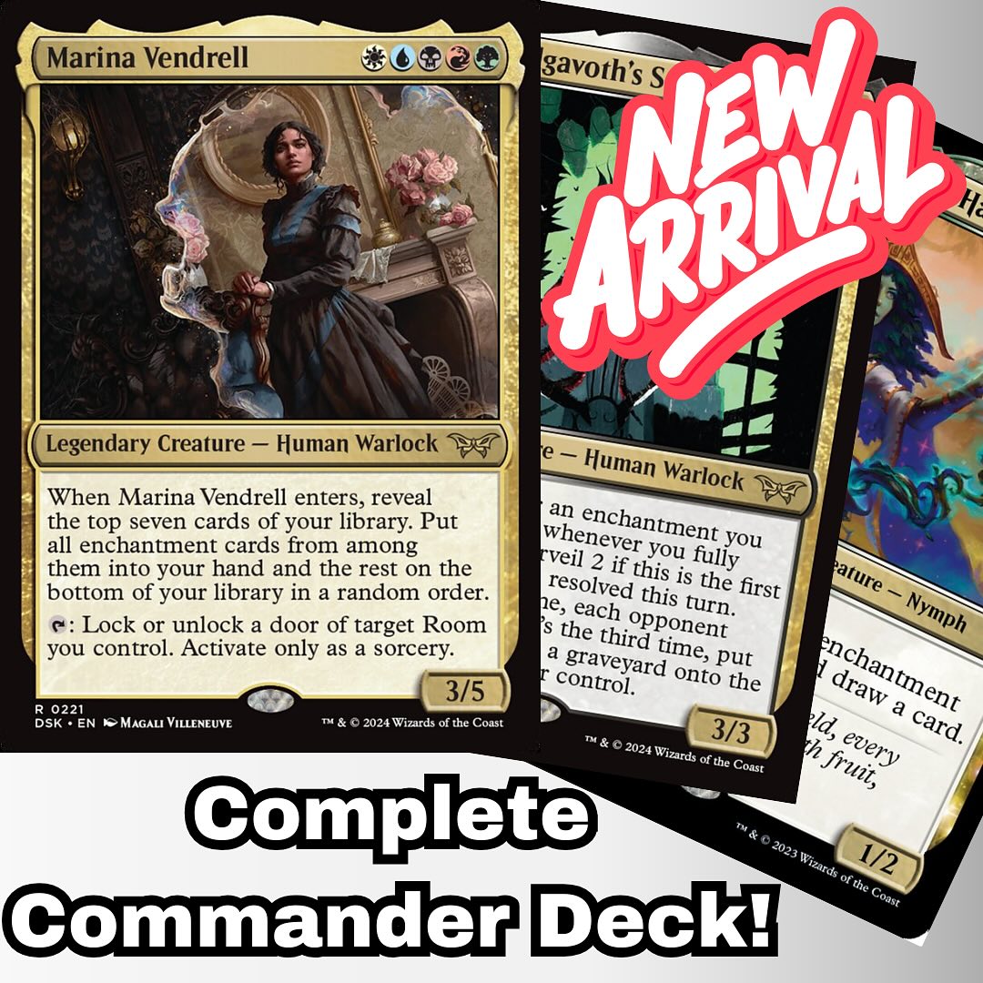 mtg marina vendrell commander deck EDH Deck 100 Magic Cards Custom Deck Duskmourn Rooms Enchantments Put all enchantment cards from among them into your hand and the rest on the bottom of your library in a random order What are favorite combos for