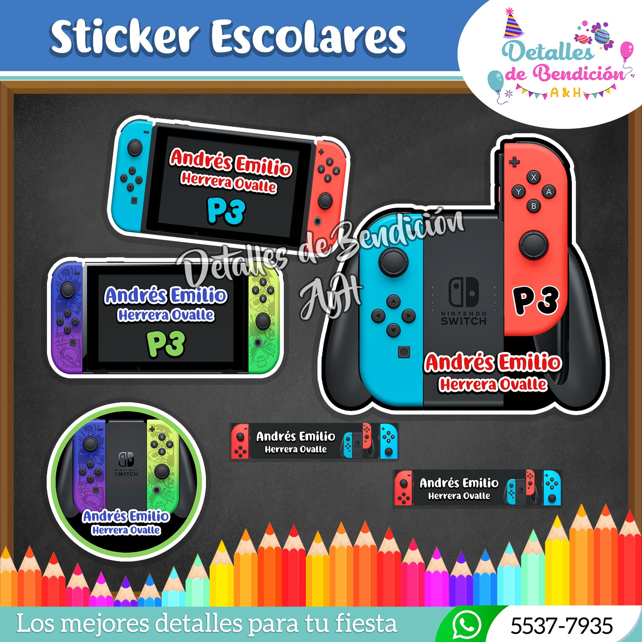 📚🧳 ️STICKER ESCOLARES NINTENDO... - Detalles de Bendición AyH | Facebook