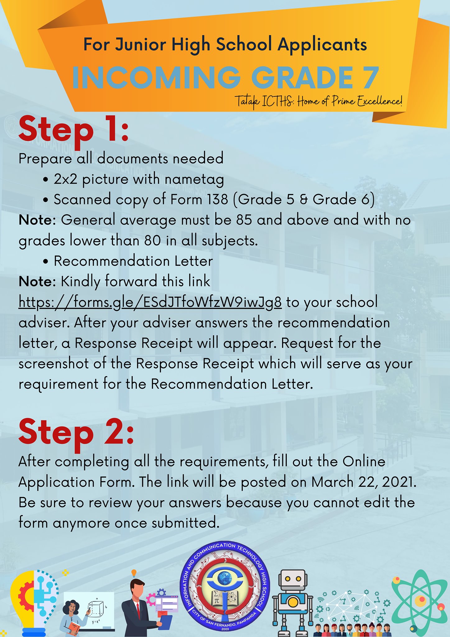 Here are the STEPS for the ONLINE APPLICATION for Incoming Grade 7 | SY ...