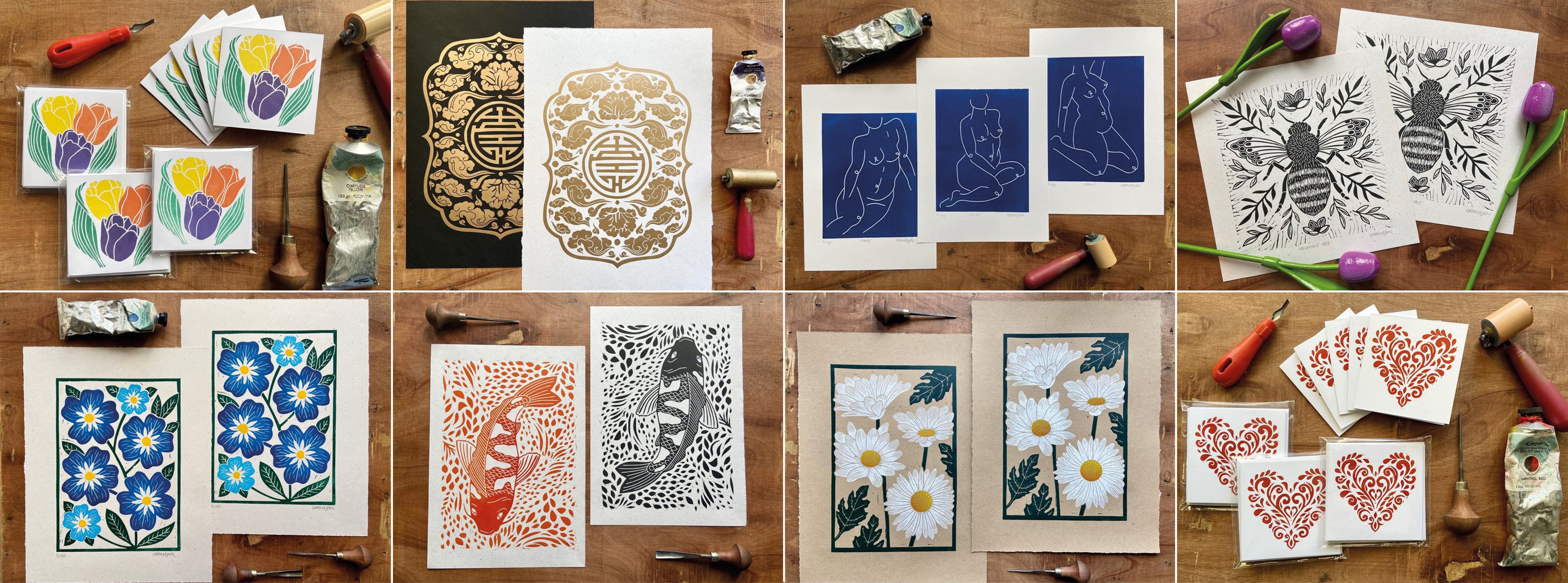 Monokraum - Handprinted Linocuts - Felllow exhibitor @craftcentral # ...