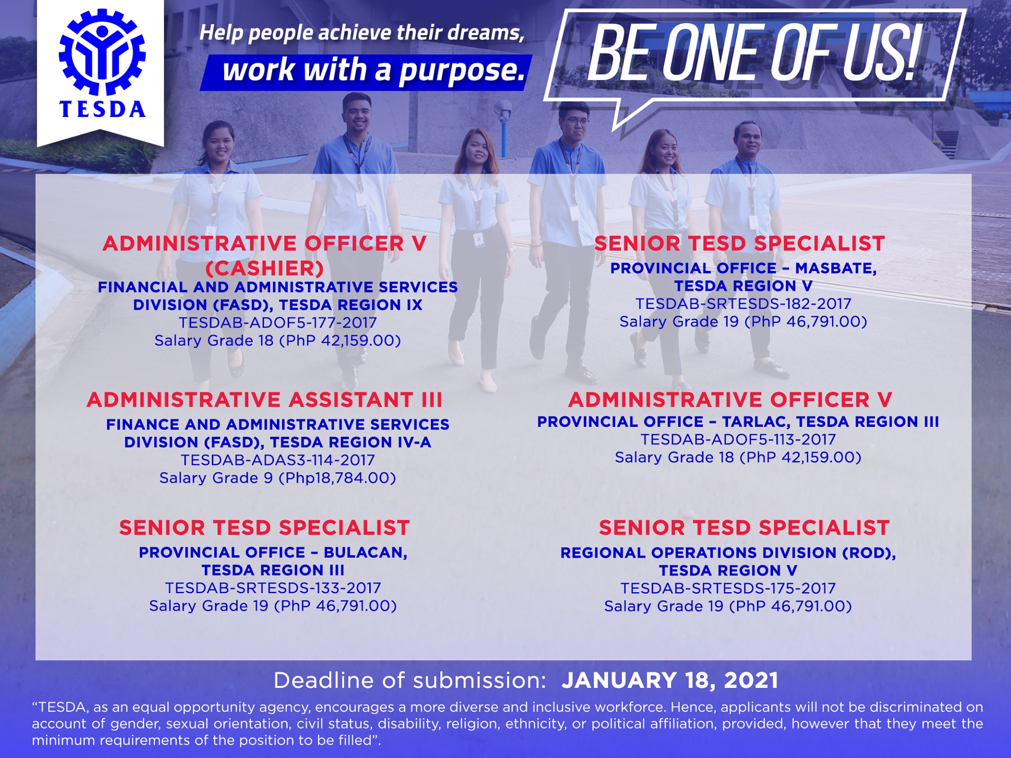 TESDA - We are hiring! Check out these job opportunities... | Facebook