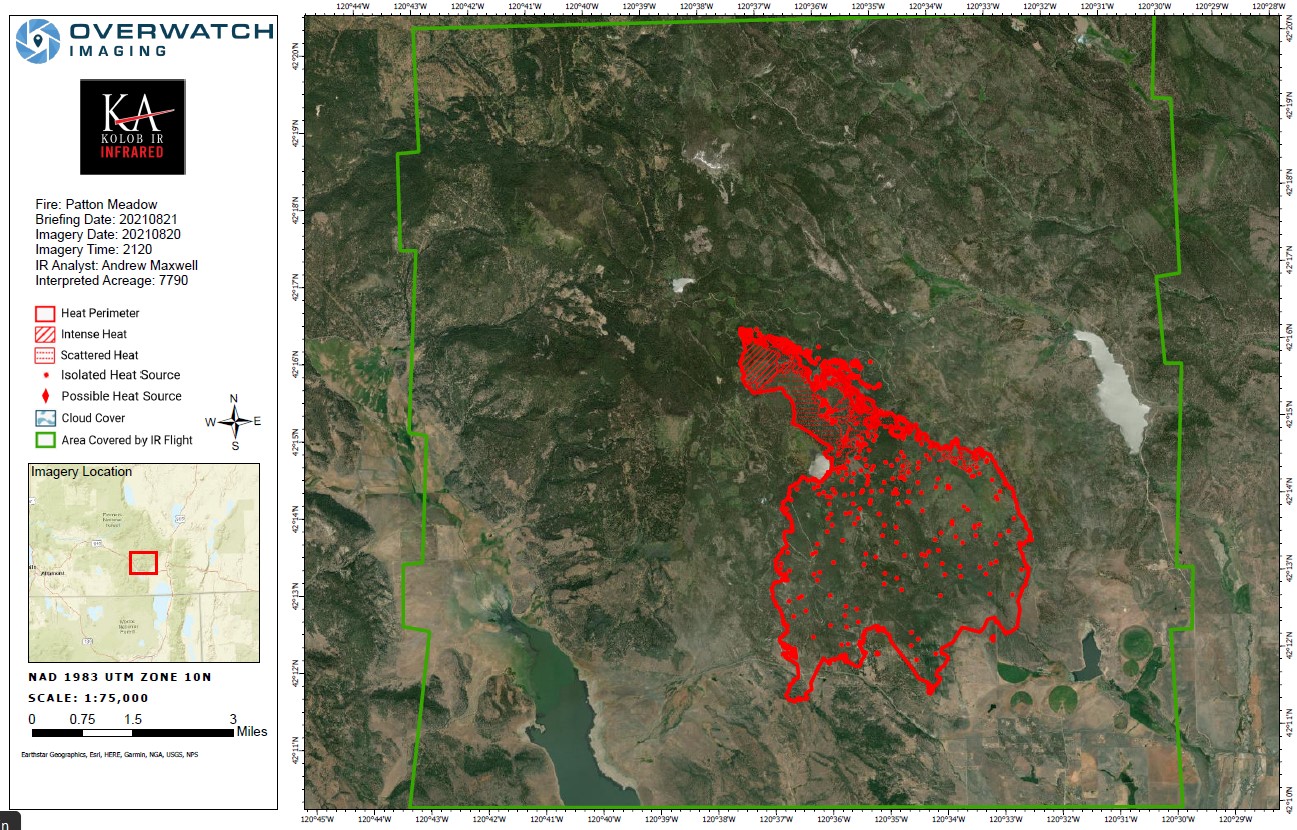 Here is the #FoxComplexFire infrared map for Saturday, August 21st ...