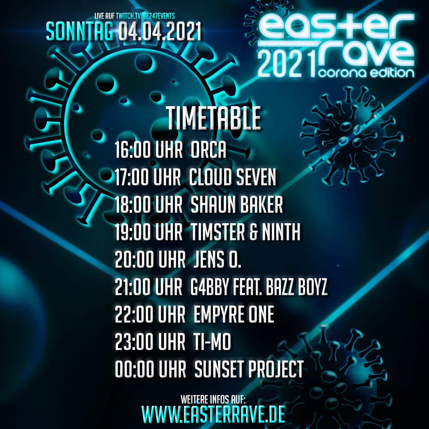 Easter Rave - Wir freuen uns ganz besonders euch unseren Timetable für ...