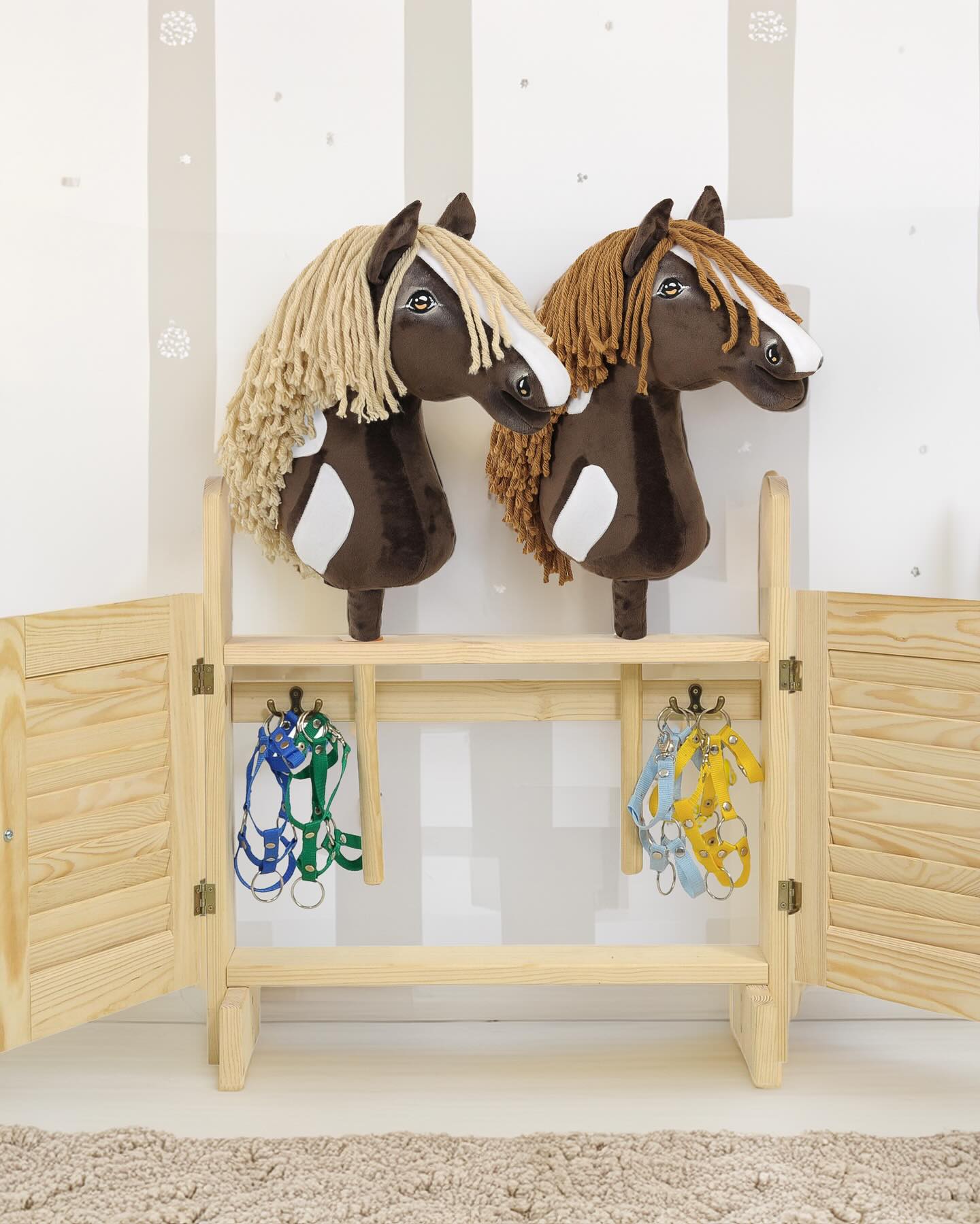 Lot De 2 Chevaux Gonflables Hobby Horse Pour Enfants - Cheval Bâton Jaune Clair - Jeu Extérieur Et Intérieur