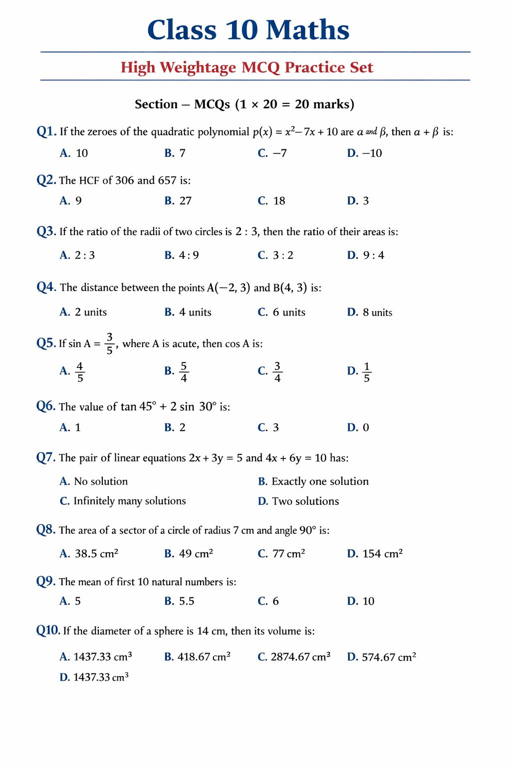 Ujjwal Mitra - Class 10 Maths Challenging Practice Set... | Facebook