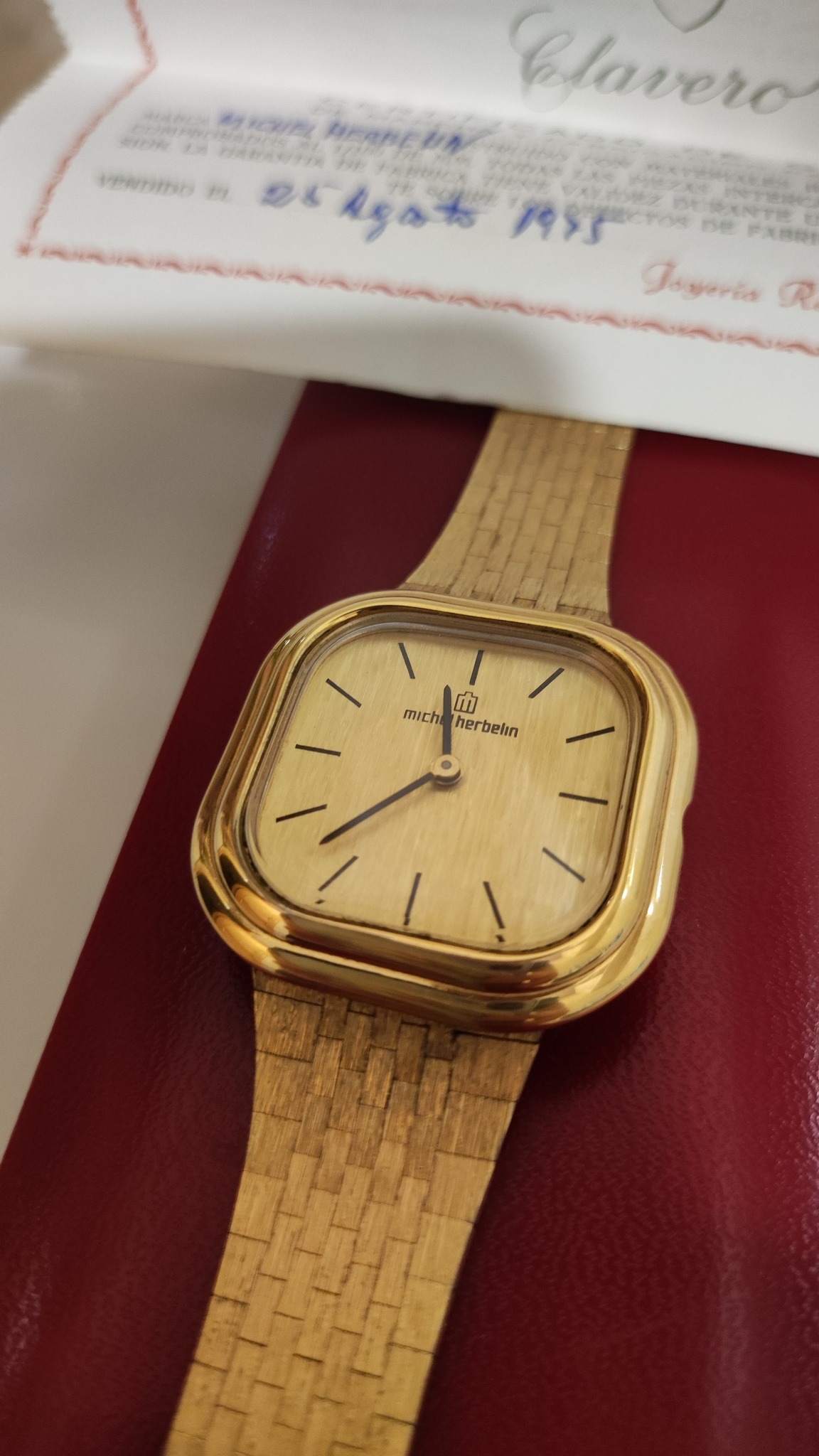 Montre Bellos Fille - Boîtier Beige Acier, Bracelet Rose Cuir, Pile Offerte, Neuf Avec étiquettes