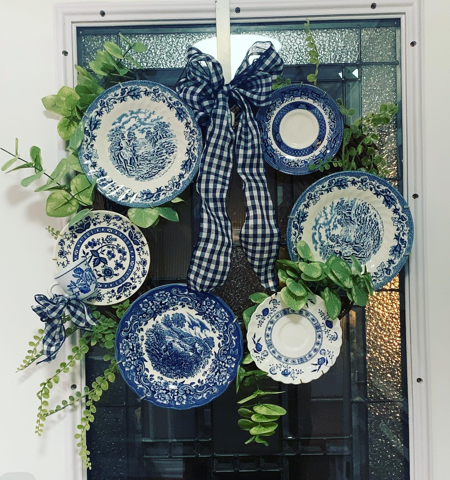 Creating a Christmas plate wreath with pretty china
