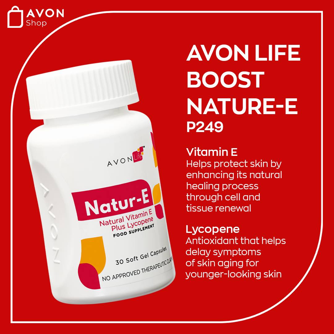 avon glutathione capsule effective Get natural-looking healthy skin with our Life Boost Nature-E Food Supplement! It's enriched with Vitamin E and Lycopene to help protect and enhance your skin's condition! 💊🍃 Shop this now before Give your plastic beverage