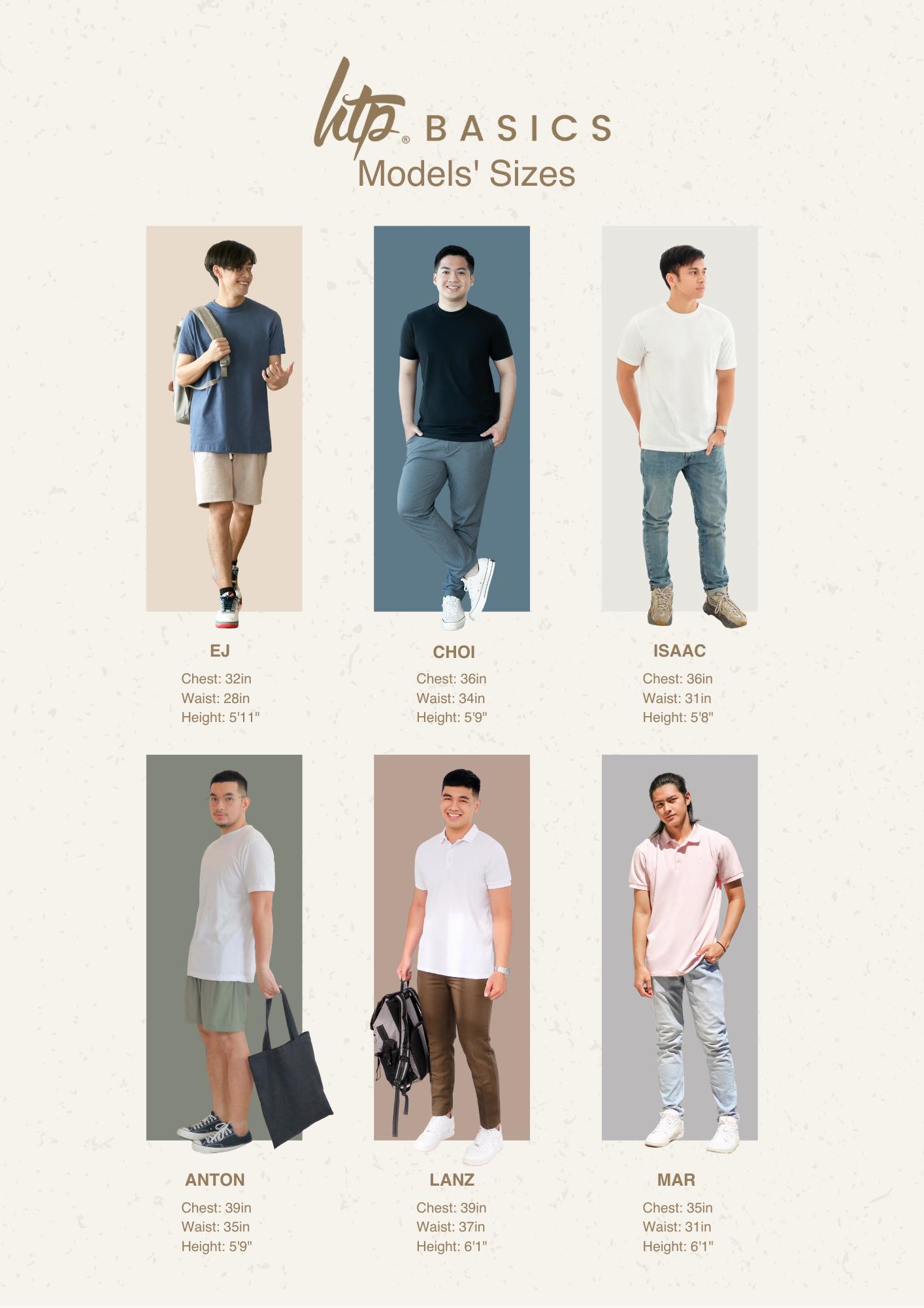 Basically - Check out our models’ sizes for your reference...