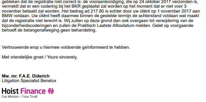 BKR coderingen slachtoffers